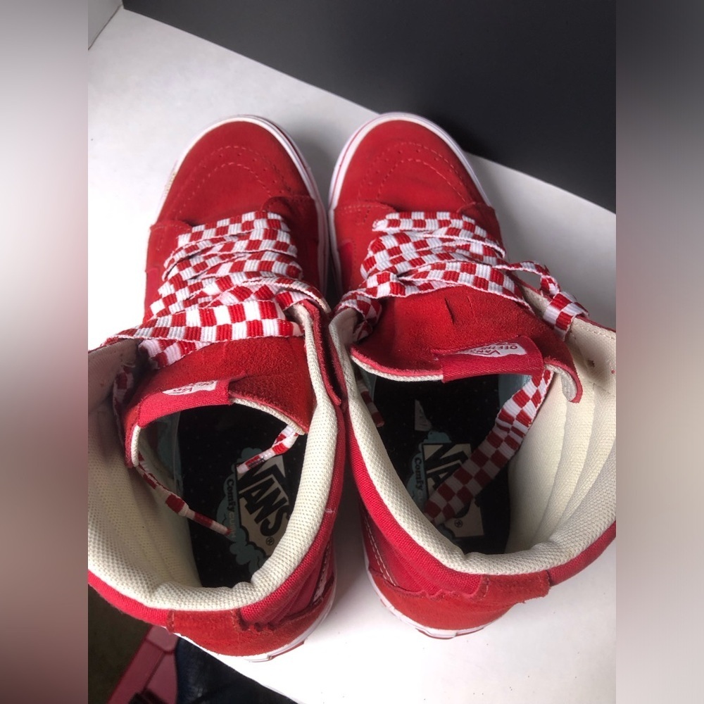 🍄Vans Red High-Tops with Checkered Laces🍄 - Picture 13 of 15